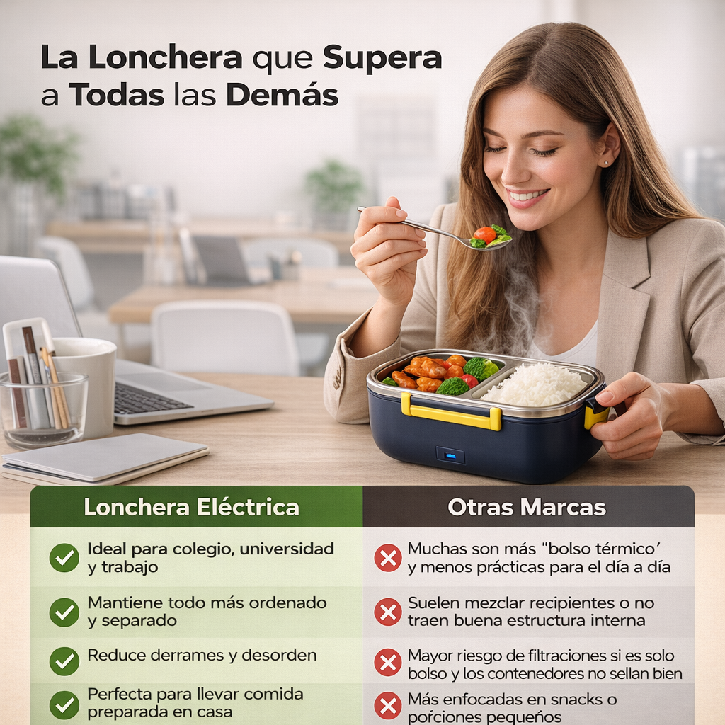 LONCHERA ELÉCTRICA PORTÁTIL PREMIUM 🥘⚡ Acero Inoxidable